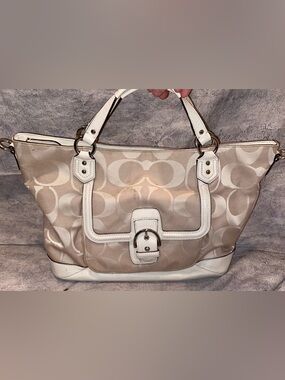 Coach Signature CC Monogram Izzy Campbell Satchel Crossbody Shoulder Bag Purse